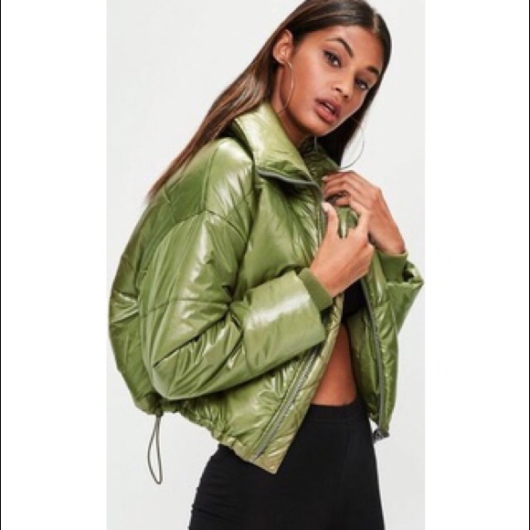 high shine cropped puffer jacket